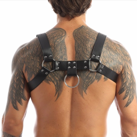 Mens PU Leather Harness Men PU Leather Adult Clubwear With Adjustable Buckles - Picture 4 of 8